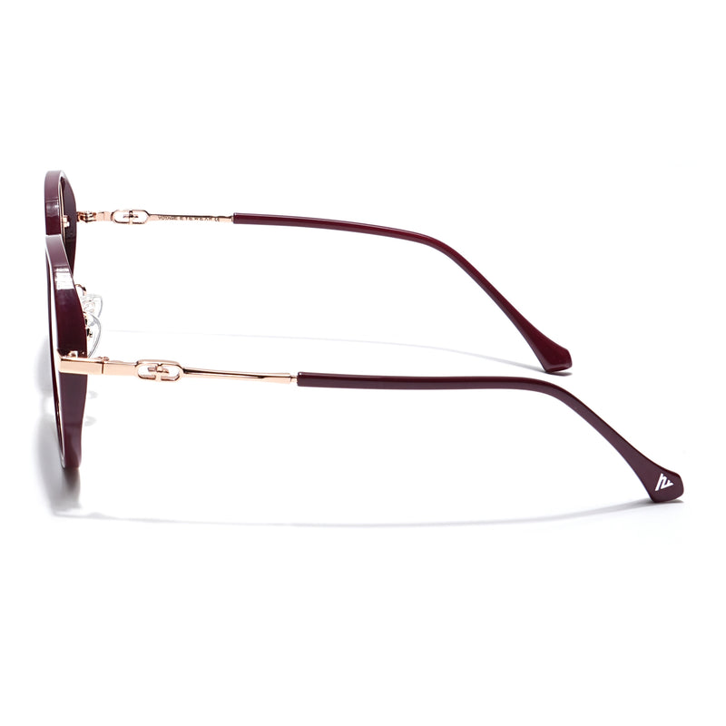 Voyage Select Round Sunglasses for Women (Grey & Clear Lens | Red & Golden Frame - SLPMG6226)