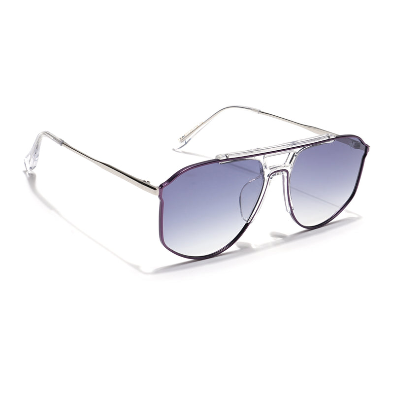 Voyage Select Wayfarer Sunglasses (Grey & Clear Lens | Purple & Transparent Frame - SLPMG6281)