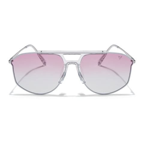 Voyage Select Wayfarer Sunglasses (Pink & Clear Lens | White & Transparent Frame - SLPMG6282)