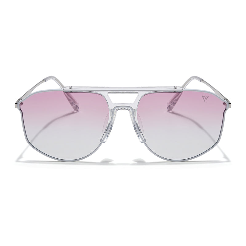 Voyage Select Wayfarer Sunglasses (Pink & Clear Lens | White & Transparent Frame - SLPMG6282)