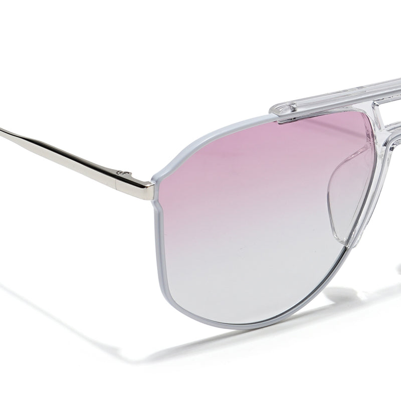 Voyage Select Wayfarer Sunglasses (Pink & Clear Lens | White & Transparent Frame - SLPMG6282)