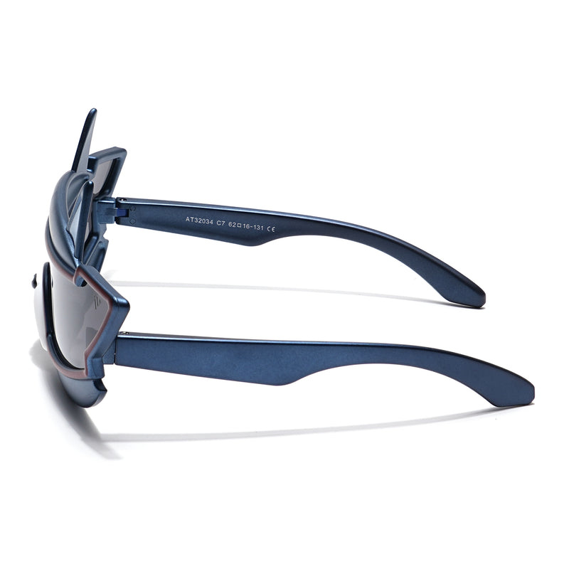 Wrap Around Sunglasses for Kids -6 yrs To 12 yrs (Black Lens | Navy Blue Frame - PMG6087)