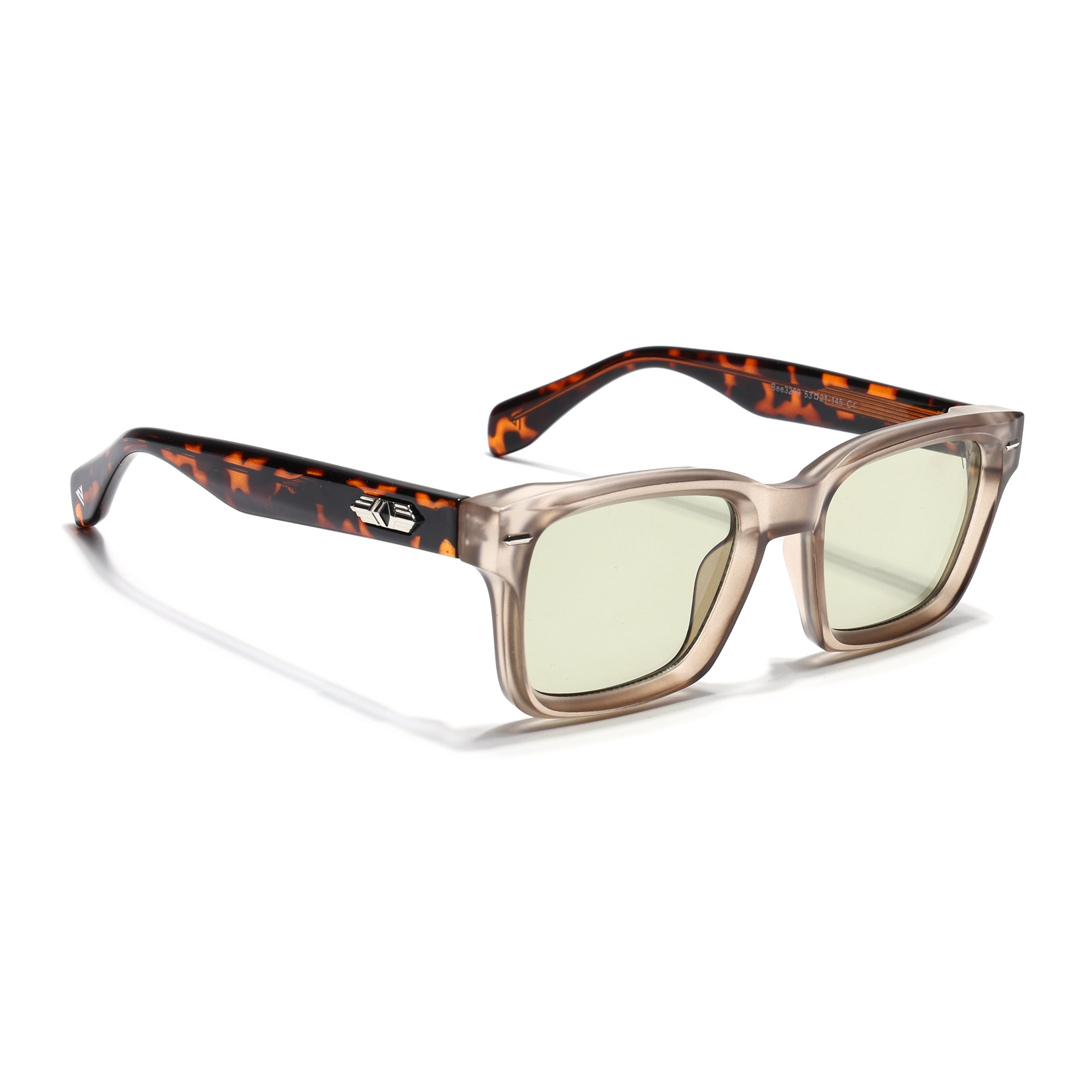 Square Sunglasses for Men & Women (Light Green Lens | Light Brown Frame - MG7332)