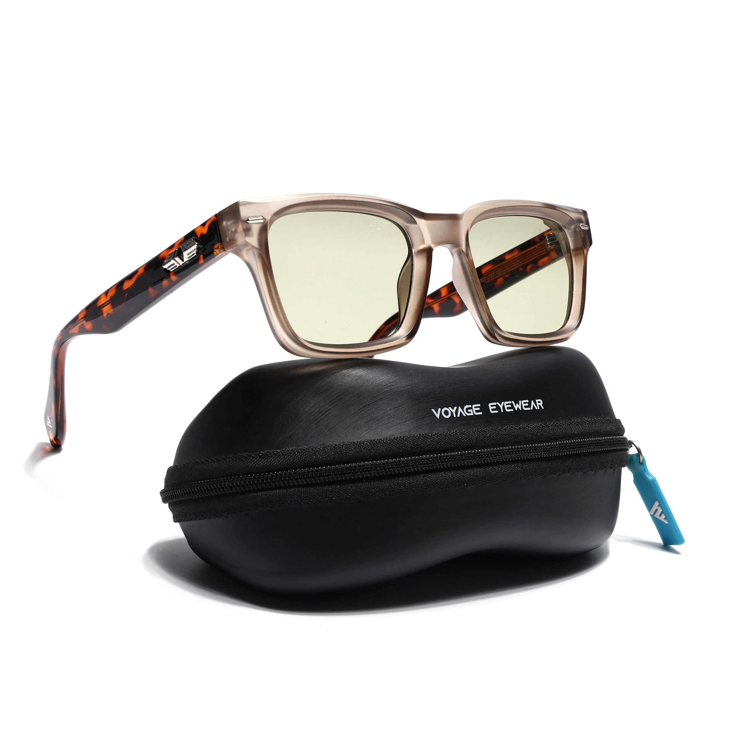 Square Sunglasses for Men & Women (Light Green Lens | Light Brown Frame - MG7332)