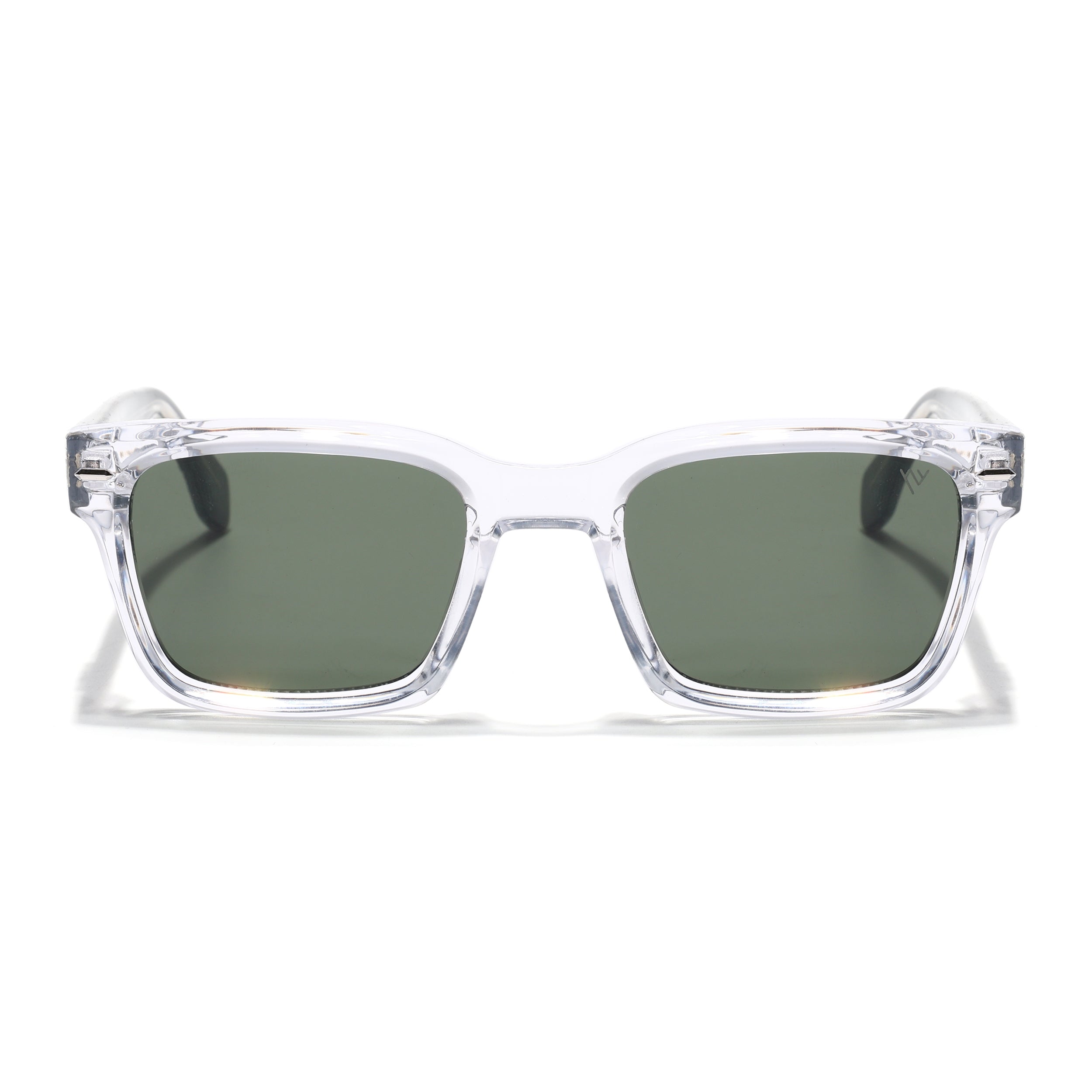 Square Sunglasses for Men & Women (Green Lens | Transparent Frame - MG7333)