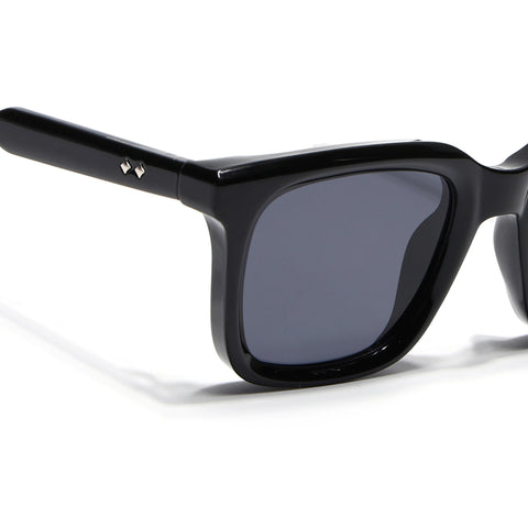 Square Sunglasses for Men & Women (Grey Lens | Shine Black Frame - MG7334)