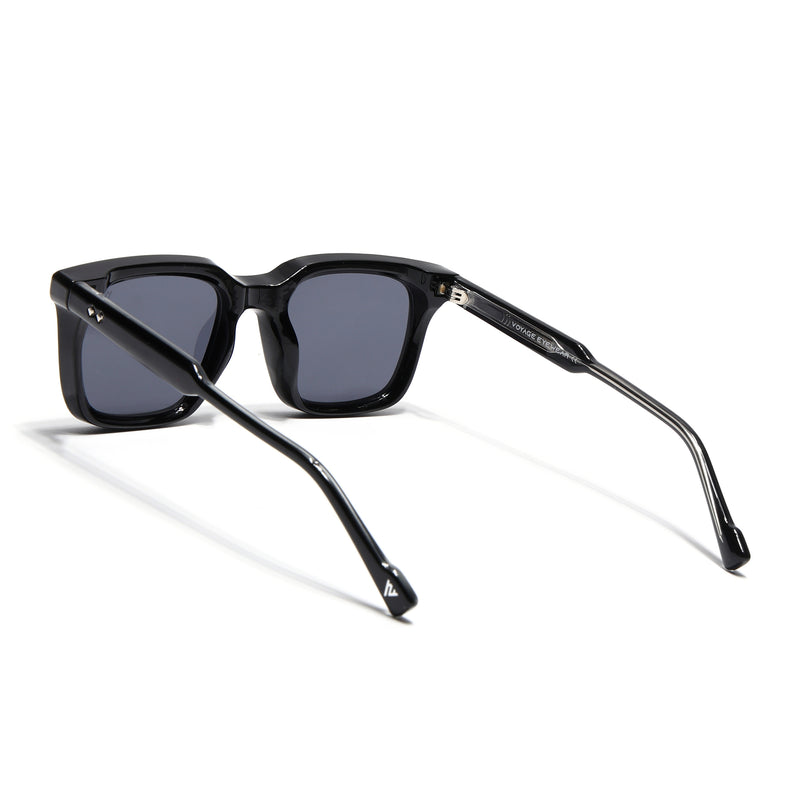 Square Sunglasses for Men & Women (Grey Lens | Shine Black Frame - MG7334)
