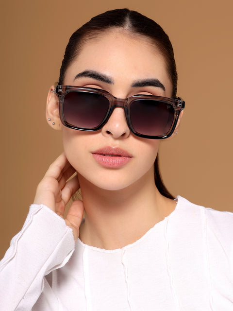 Square Sunglasses for Men & Women (Grey & Clear Lens | Grey Frame - MG7336)