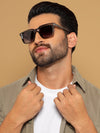 Square Sunglasses for Men & Women (Grey & Clear Lens | Grey Frame - MG7336)