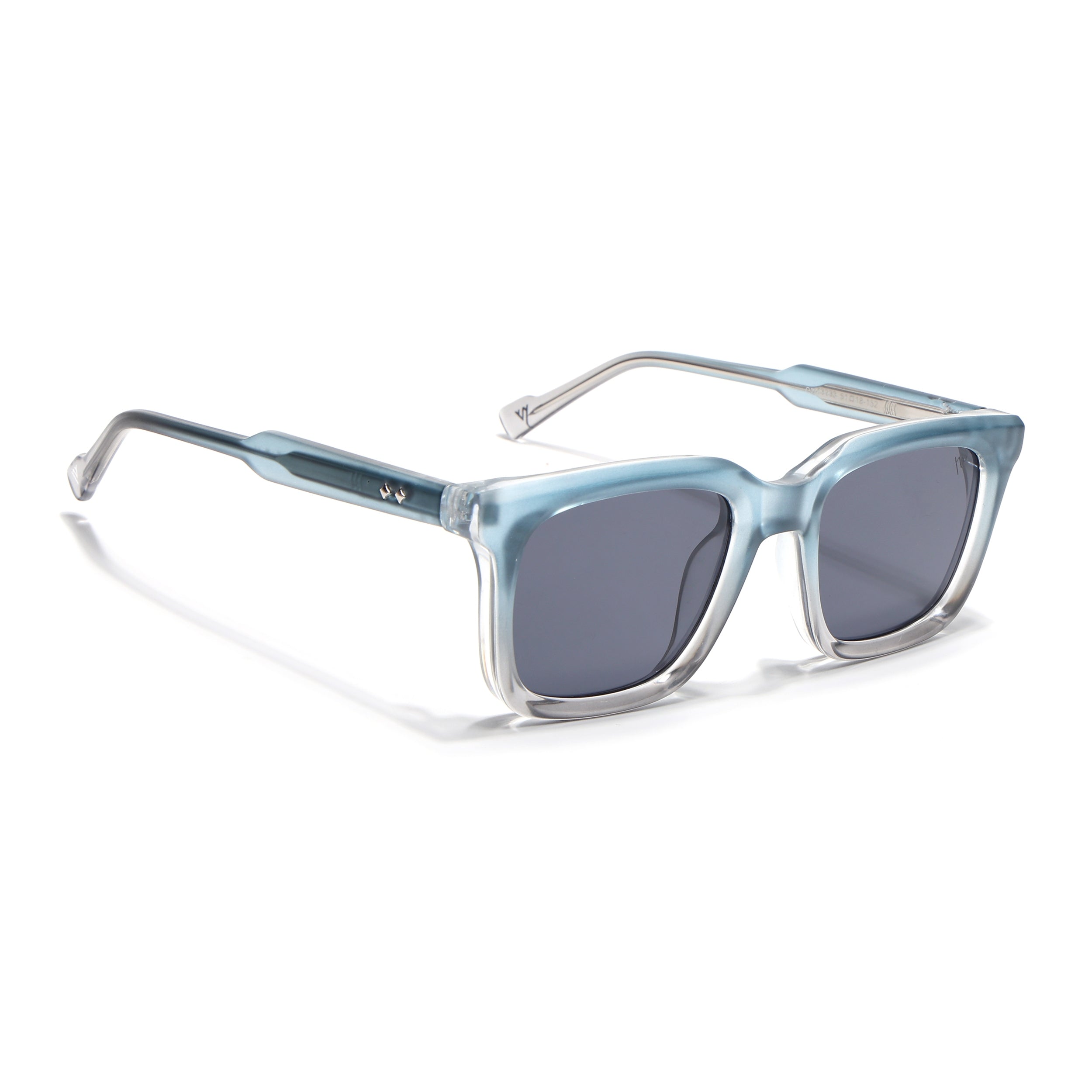 Square Sunglasses for Men & Women (Grey Lens | Blue & Transparent Frame - MG7337)