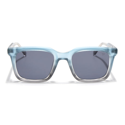 Square Sunglasses for Men & Women (Grey Lens | Blue & Transparent Frame - MG7337)