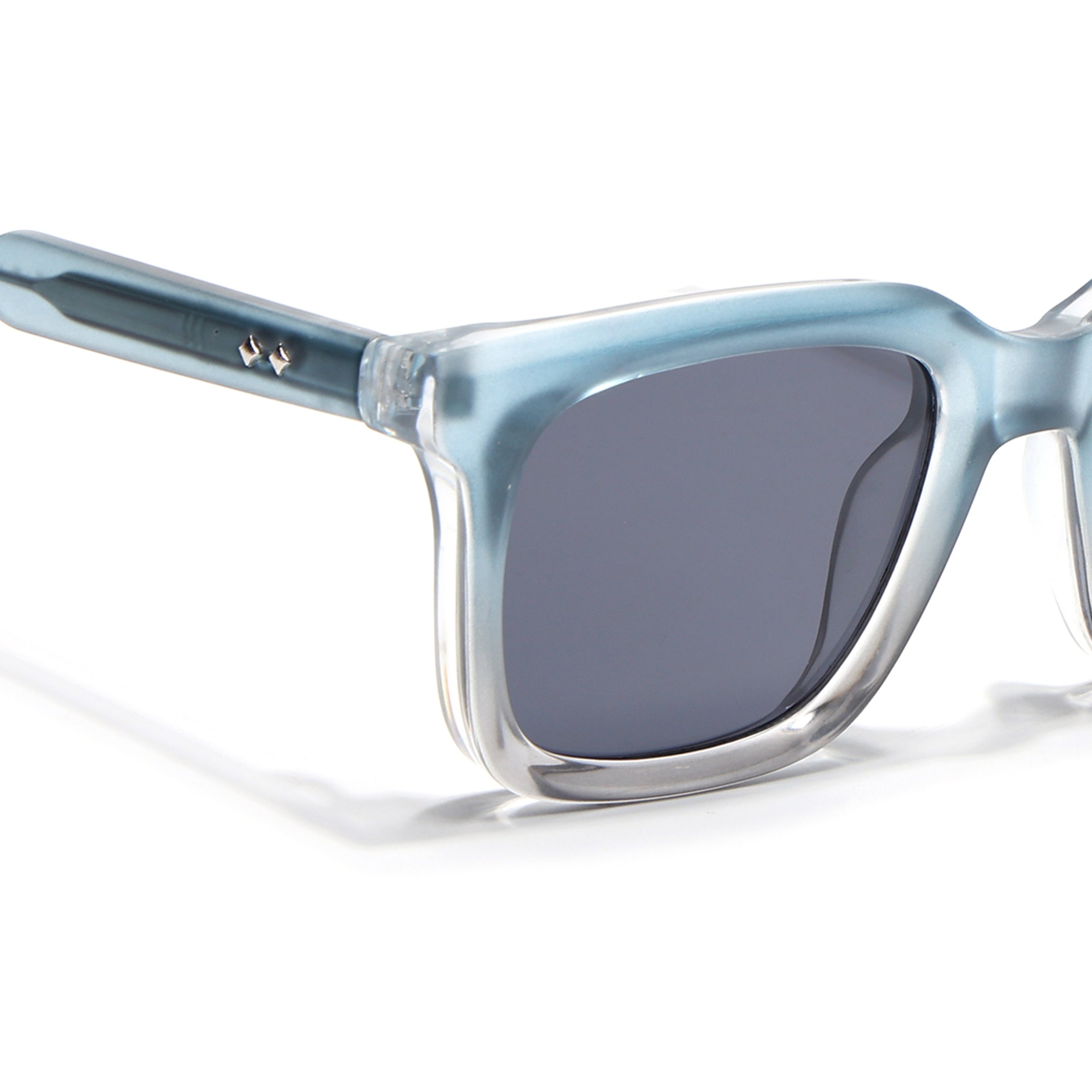 Square Sunglasses for Men & Women (Grey Lens | Blue & Transparent Frame - MG7337)