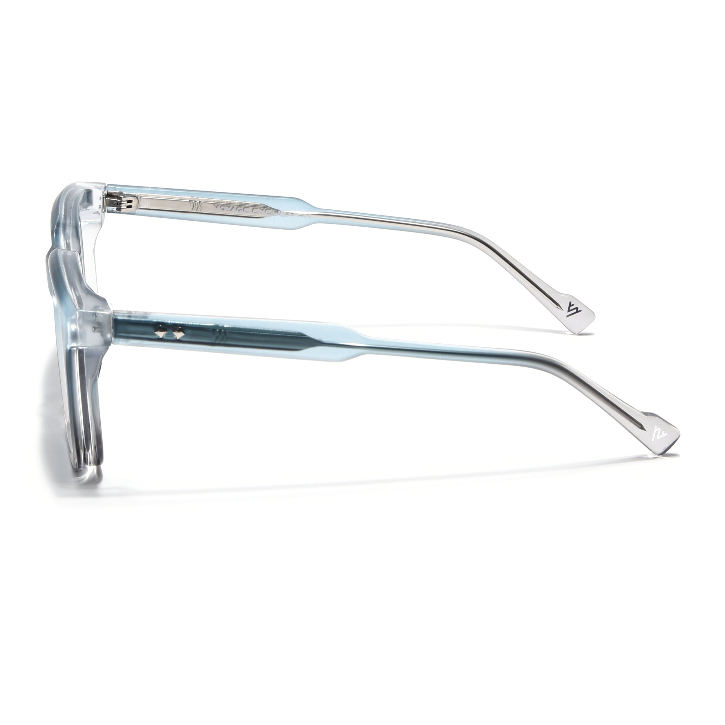 Square Sunglasses for Men & Women (Grey Lens | Blue & Transparent Frame - MG7337)