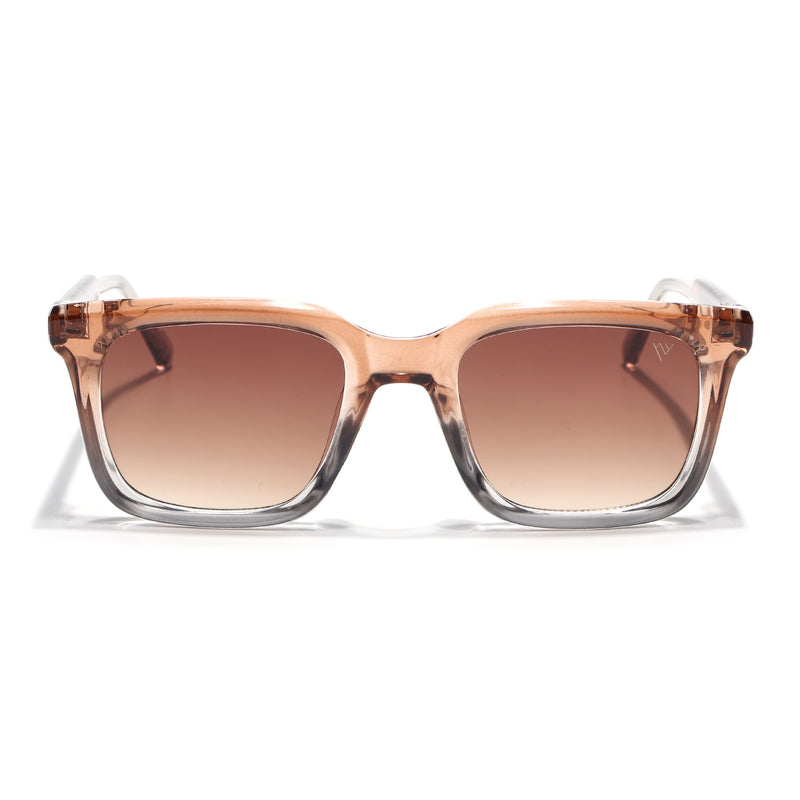 Square Sunglasses for Men & Women (Brown & Clear Lens | Brown & Transparent Frame - MG7338)