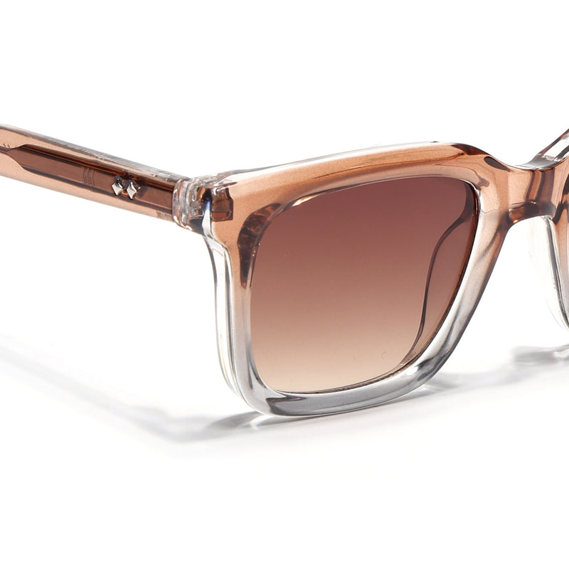 Square Sunglasses for Men & Women (Brown & Clear Lens | Brown & Transparent Frame - MG7338)