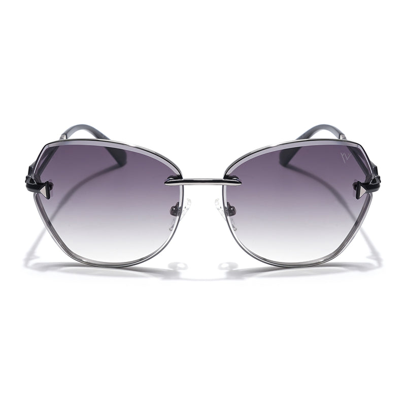 Voyage Select Oval Sunglasses for Women (Grey & Clear Lens | Grey Frame - SLMG6231)
