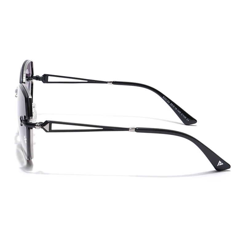 Voyage Select Oval Sunglasses for Women (Grey & Clear Lens | Grey Frame - SLMG6231)