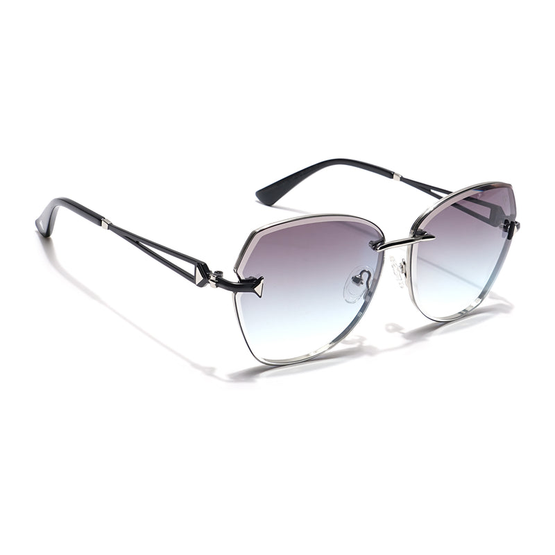 Voyage Select Oval Sunglasses for Women (Grey & Clear Lens | Silver Frame - SLMG6232)