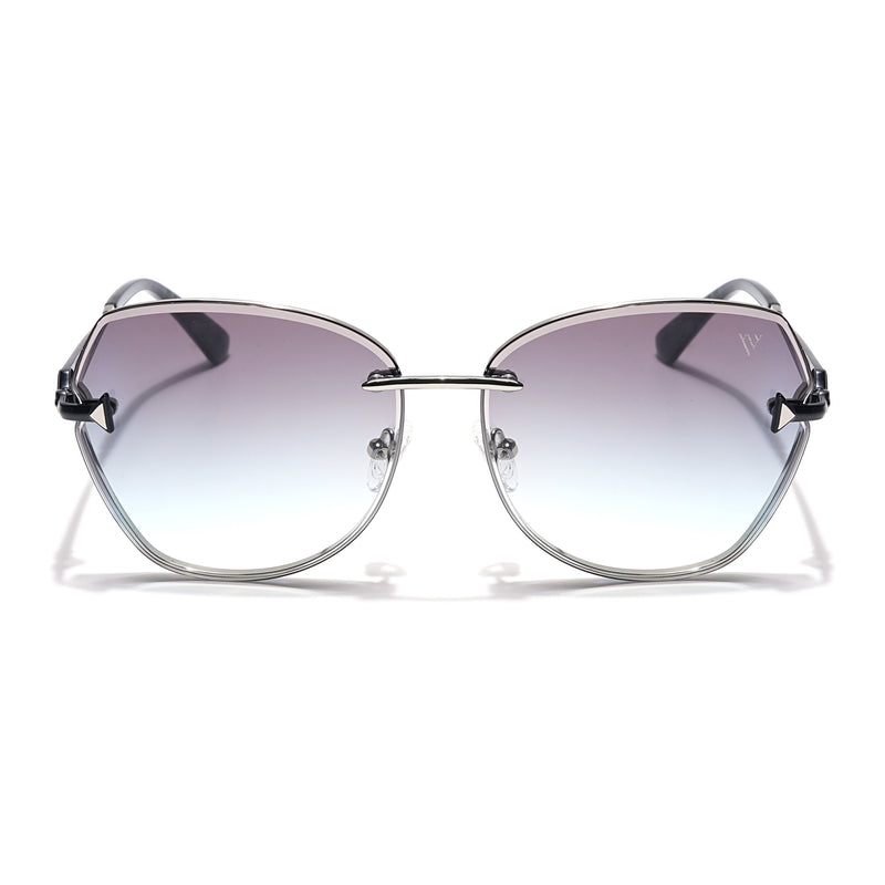 Voyage Select Oval Sunglasses for Women (Grey & Clear Lens | Silver Frame - SLMG6232)