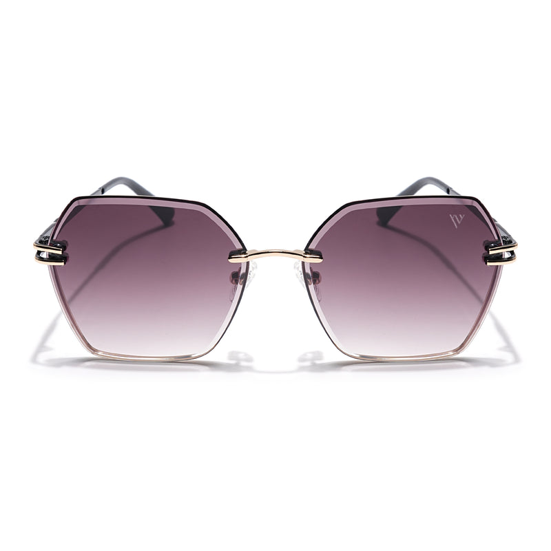 Voyage Select Over Size Sunglasses (Brown & Clear Lens | Golden Frame - SLMG6252)