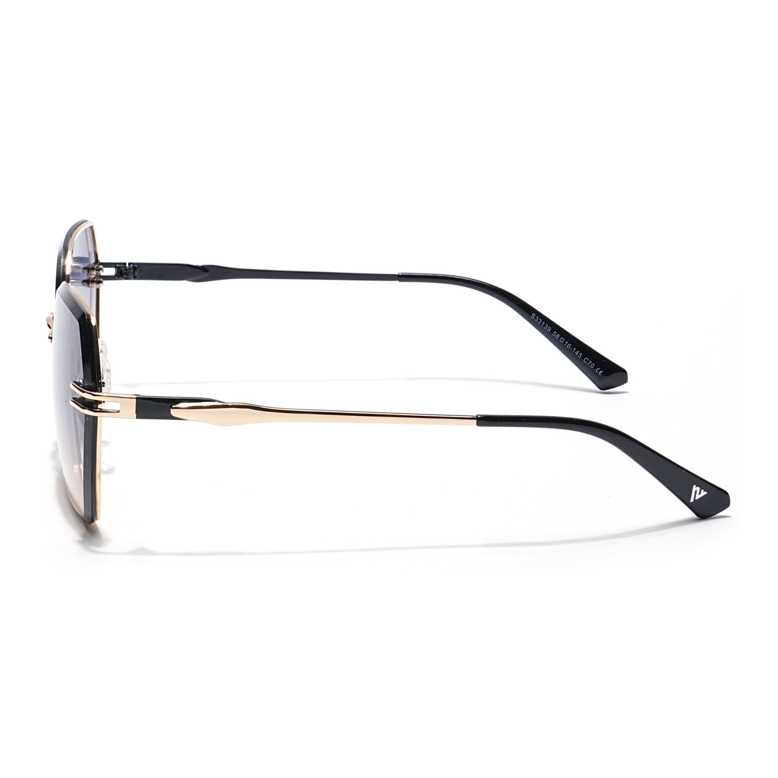 Voyage Select Over Size Sunglasses (Grey & Wine Lens | Golden Frame - SLMG6254)