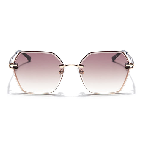 Voyage Select Over Size Sunglasses (Brown & Clear Lens | Golden Frame - SLMG6255)