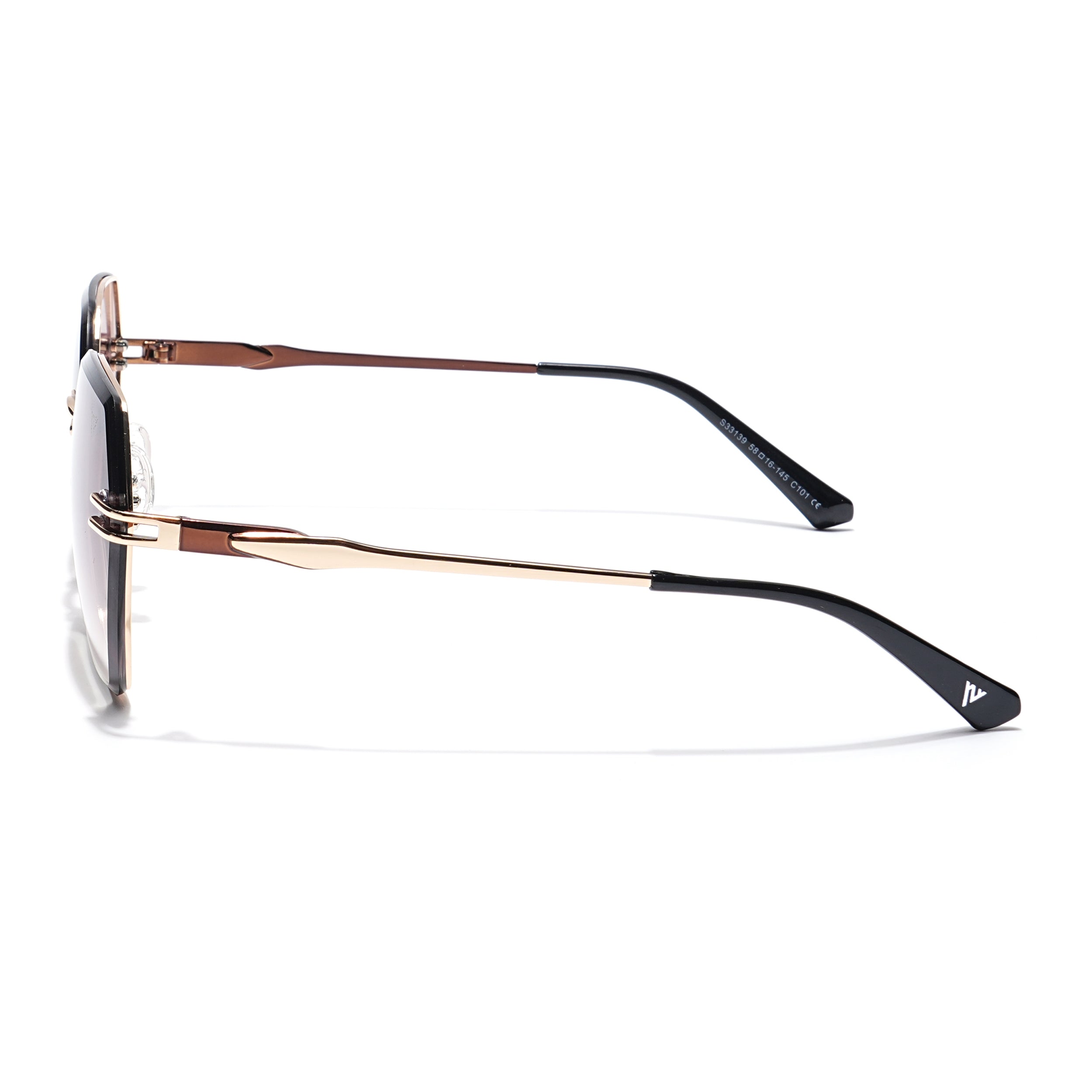 Voyage Select Over Size Sunglasses (Brown & Clear Lens | Golden Frame - SLMG6255)