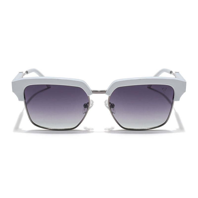 Voyage Select Square Sunglasses (Grey & Clear Lens | White & Grey Frame - SLPMG6296)