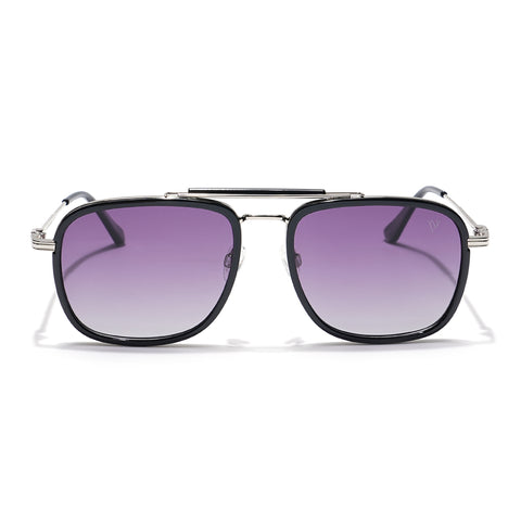 Voyage Select Wayfarer Sunglasses (Light Purple & Clear Lens | Black & Silver Frame - SLPMG6259)