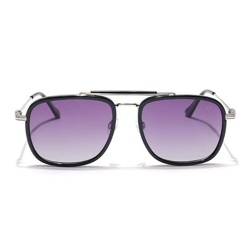 Voyage Select Wayfarer Sunglasses (Light Purple & Clear Lens | Black & Silver Frame - SLPMG6259)