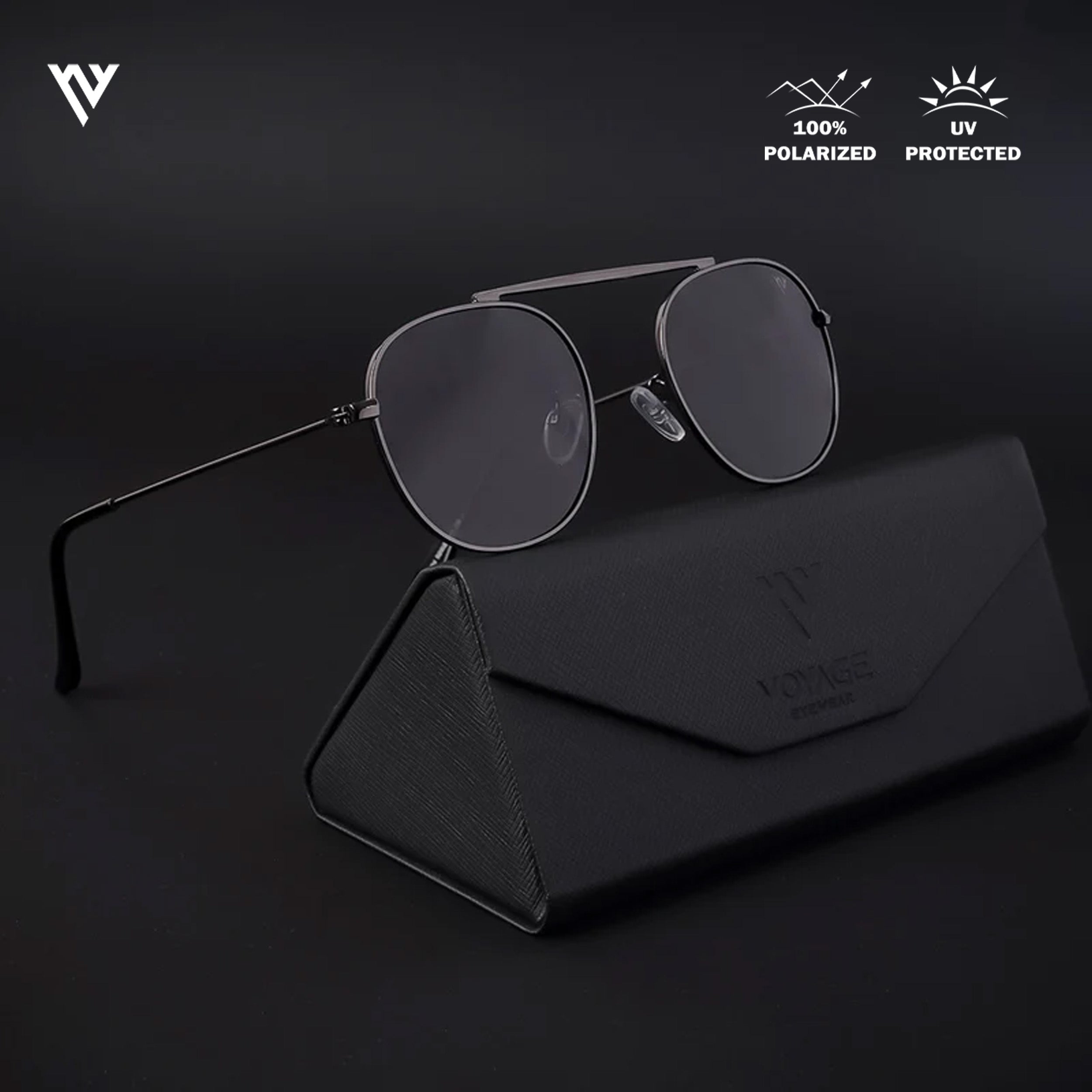 Voyage Exclusive Grey Polarized Round Sunglasses for Men & Women - PMG4139
