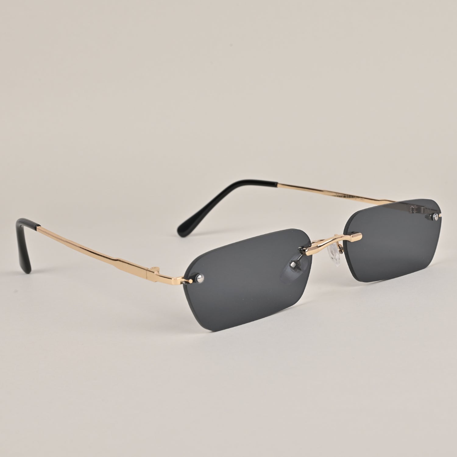 Voyage Black Rimless Rectangle Sunglasses - MG3786