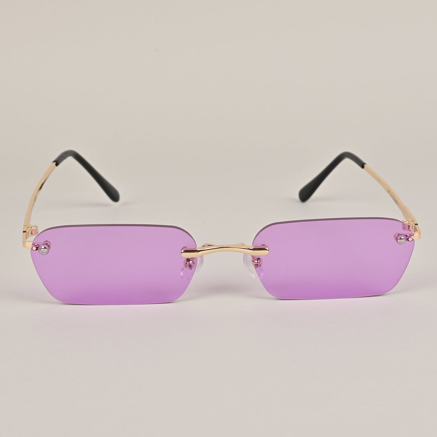 Voyage Purple Rimless Rectangle Sunglasses MG3787