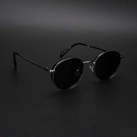 Round Polarized Sunglasses (Green Lens | Silver Frame - PMG5856)