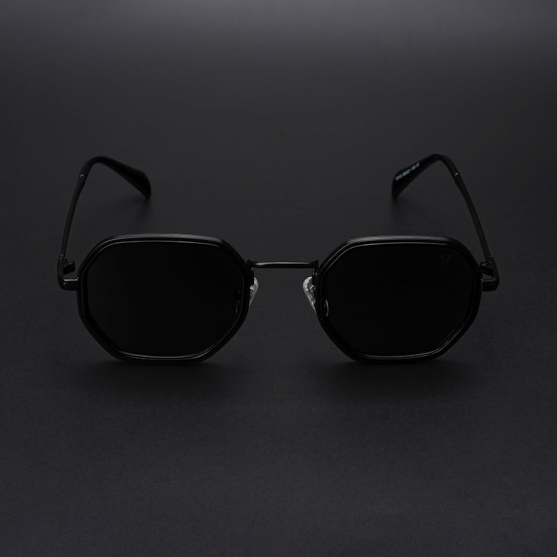 Cubix | Geometric Black Polarized Sunglasses | Black Lens - PMG5851