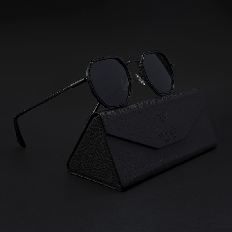 Cubix | Geometric Black Polarized Sunglasses | Black Lens - PMG5851