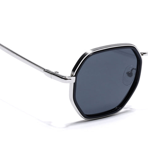 Cubix | Geometric Silver Polarized Sunglasses | Black Lens - PMG5852