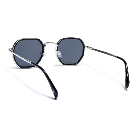 Cubix | Geometric Silver Polarized Sunglasses | Black Lens - PMG5852