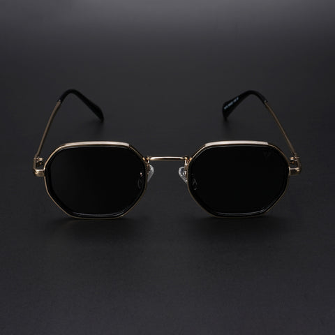 Cubix | Geometric Golden Polarized Sunglasses | Black Lens  - PMG5853