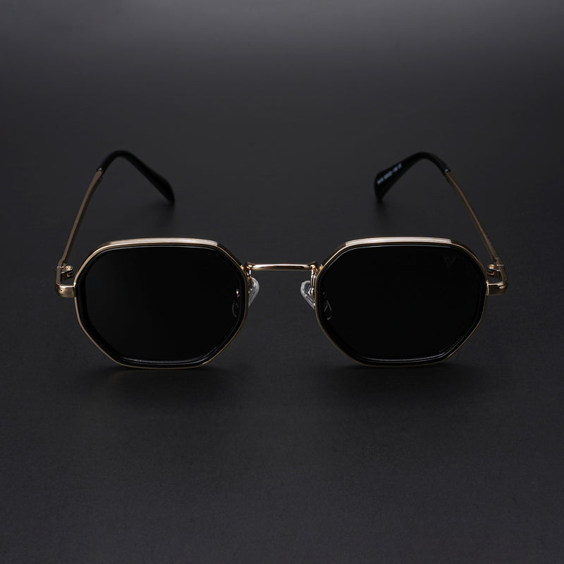 Cubix | Geometric Golden Polarized Sunglasses | Black Lens  - PMG5853