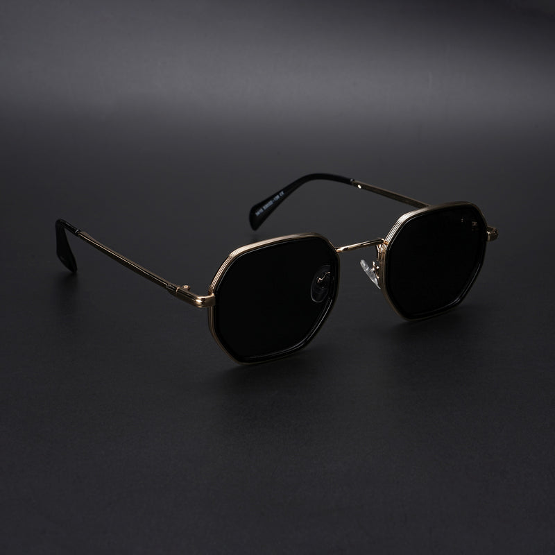 Cubix | Geometric Golden Polarized Sunglasses | Black Lens  - PMG5853