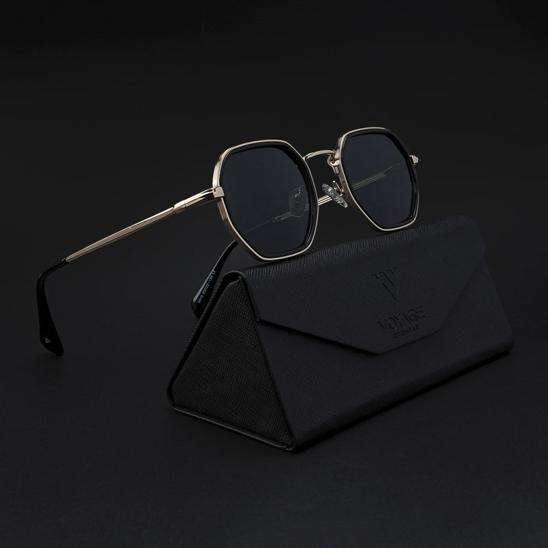 Cubix | Geometric Golden Polarized Sunglasses | Black Lens  - PMG5853
