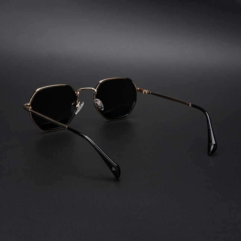 Cubix | Geometric Golden Polarized Sunglasses | Black Lens  - PMG5853