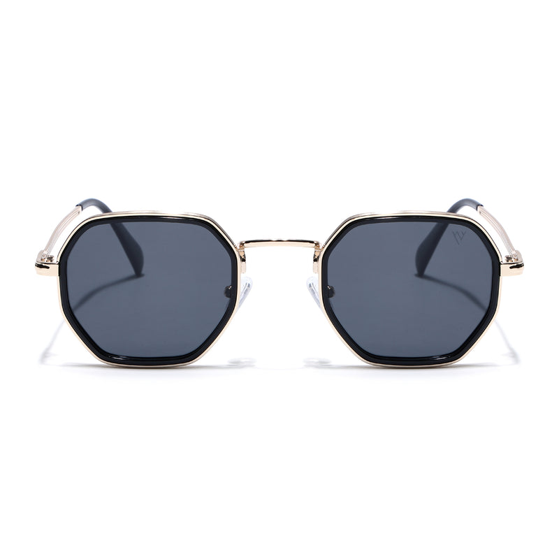 Cubix | Geometric Golden Polarized Sunglasses | Black Lens  - PMG5853