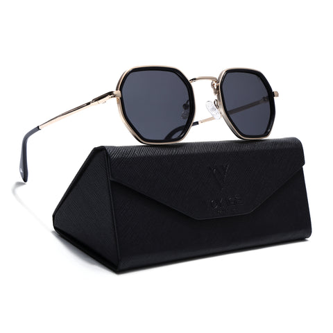 Cubix | Geometric Golden Polarized Sunglasses | Black Lens  - PMG5853