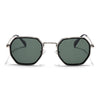 Geometric Sunglasses for Men & Women (Olive Lens | Silver & Black Frame - PMG7577)