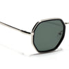 Geometric Sunglasses for Men & Women (Olive Lens | Silver & Black Frame - PMG7577)