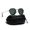 Geometric Sunglasses for Men & Women (Olive Lens | Silver & Black Frame - PMG7577)