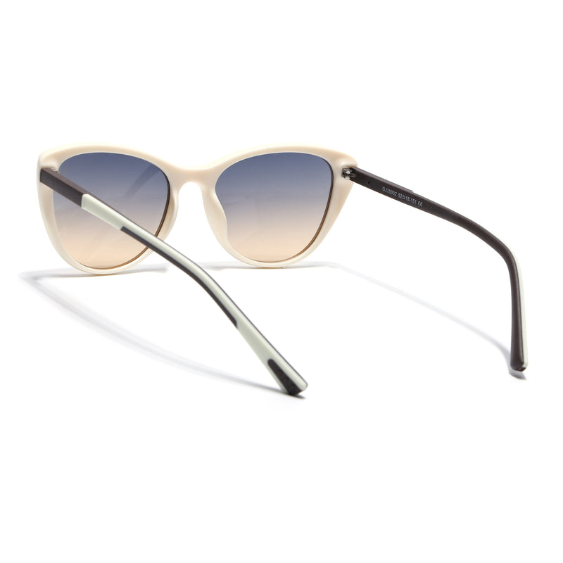 Cateye Sunglasses for Women (Grey & Brown Lens | White Frame - MG7166)