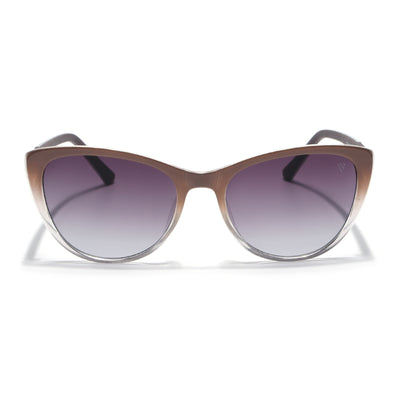 Cateye Sunglasses for Women (Grey & Clear Lens | Light Brown Frame - MG7168)